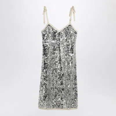Prada Silver Sequin Dress In Metallic