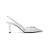 Prada Silver Slingback Pumps In Silver