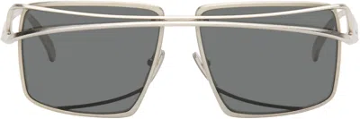 Prada Silver Square Metal Sunglasses In Pink