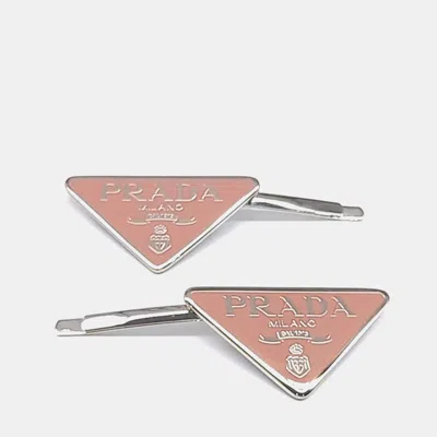 Pre-owned Prada Silver Tone Hairpin In Pink