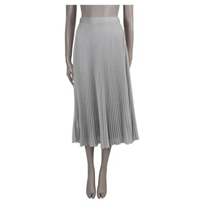 Pre-owned Prada Silver Viscose 2021 Plisse Pleated Midi Skirt 38 Xs