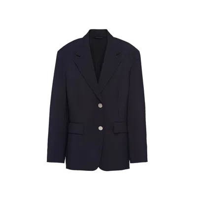 Prada Mohair And Silk Blazer Jacket In Blue