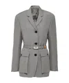 Prada Kid Mohair-wool Single-breasted Blazer In Gray