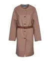 Prada Single-breasted Belted Coat In Brown