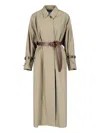 Prada Belted Midi Trench Coat In Green