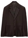 Prada Mohair Wool Single-breasted Jacket In Brown