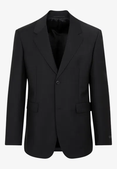Prada Single-breasted Blazer In Mohair And Wool In Black