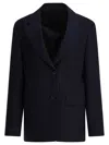 Prada Single Breasted Blazer Jacket In Wool In Black
