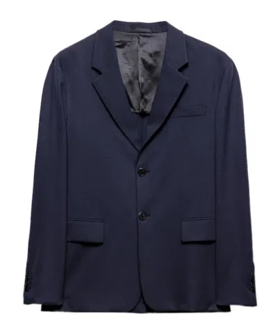 Prada Single-breasted Blazer In Navy