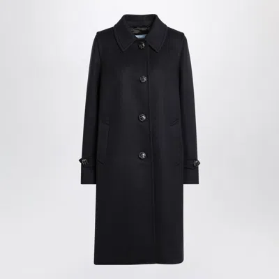 Prada Single-breasted Blue Wool Coat