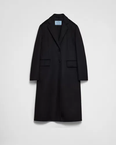 Prada Single-breasted Cashgora Coat In Black