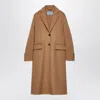 Prada Single-breasted Cashgora Coat In Brown