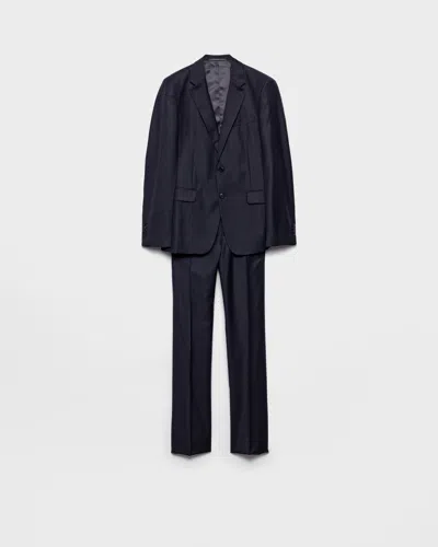 Prada Single-breasted Cashmere And Wool Suit In Blue