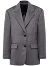 Prada Single-breasted Cashmere Jacket In Grey