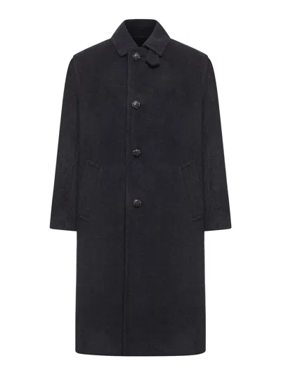 Prada Single-breasted Cashmere Loden Coat In Black