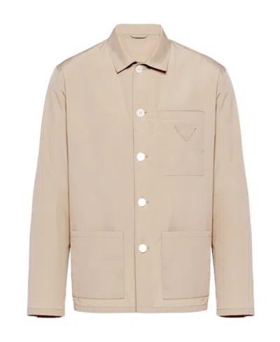 Prada Single-breasted Casual Jacket In Beige