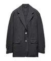 Prada Einreihige Jacke Aus Old Canvas In Blue