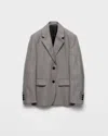 Prada Grisaglia Check Single-breasted Blazer Jacket In Gray