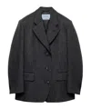 Prada Single-breasted Chevron Caban Jacket In Black