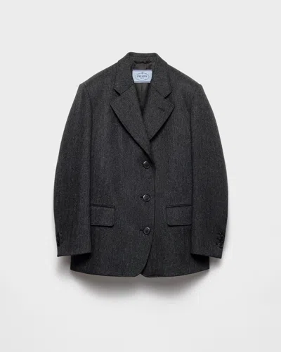 PRADA SINGLE-BREASTED CHEVRON CABAN JACKET