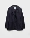 Prada Single-breasted Chevron Jacket In Blue