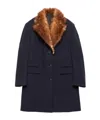 Prada Single-breasted Cloth Coat In Blue