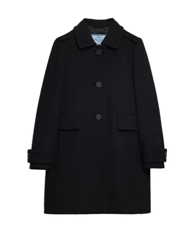 Prada Single-breasted Coat In Black