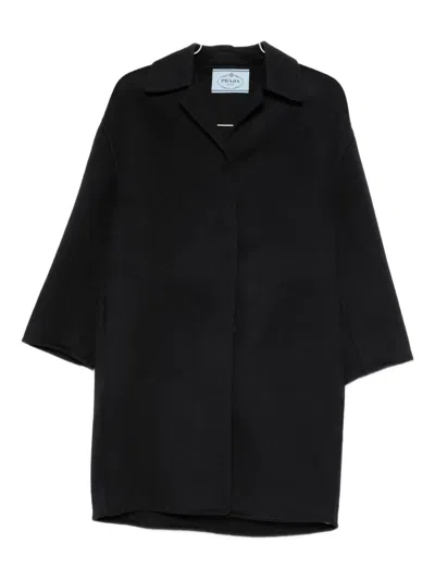 Prada Single-breasted Coat In Black