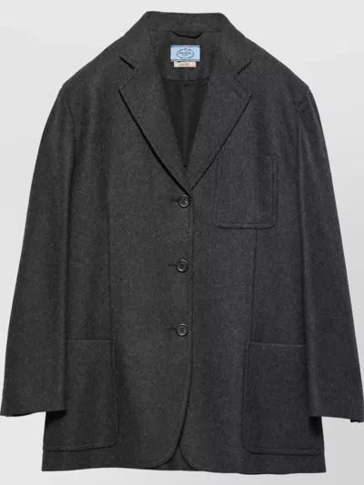 Prada Single Breasted Coat In Black