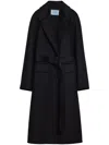 Prada Cappotto In Misto Lana Nera Donna In Black