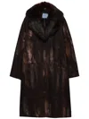 Prada Single-breasted Printed Drill Coat In Brown