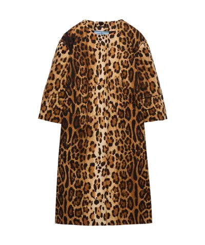 PRADA SINGLE-BREASTED ANIMAL PRINT DRILL COAT