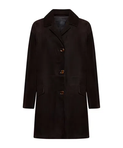 Prada Single-breasted Coat In Brown