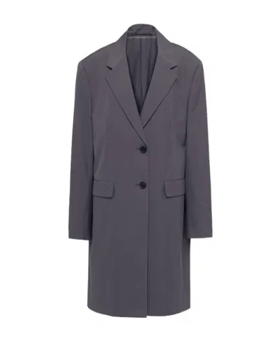PRADA PRADA TRIANGLE LOGO SINGLE BREASTED COAT