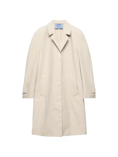 Prada Single-breasted Coat In Neutral
