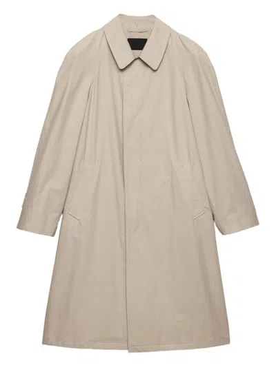Prada Single-breasted Coat In Neutral