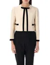 Prada Single-breasted Compact Sablé Jacket In Neutral