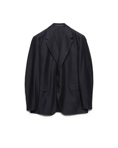 Prada Men's Single-breasted Cotton And Silk Jacket In Black