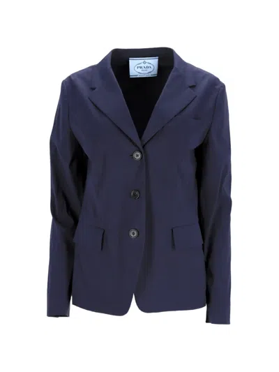 Pre-owned Prada Single-breasted Cotton Blazer In Blue