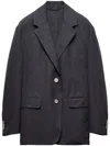 Prada Einreihige Jacke Aus Old Canvas In Blue