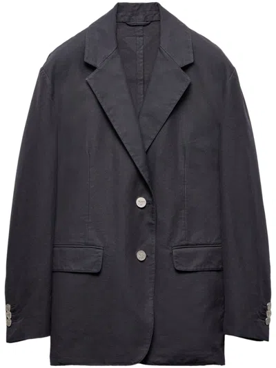 Prada Einreihige Jacke Aus Old Canvas In Blau