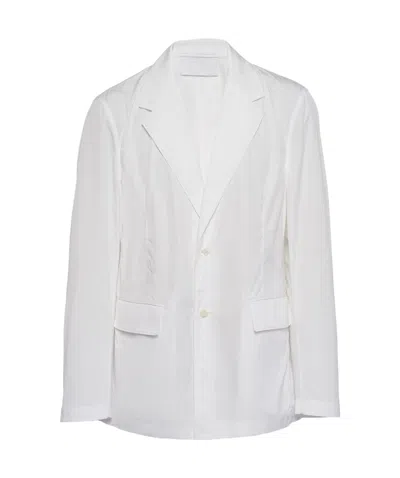 Prada Single-breasted Cotton Blazer In White