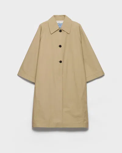 Prada Single-breasted Cotton Canvas Coat In Brown