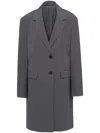 Prada Single-breasted Coat In Grey