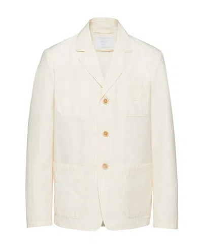 Prada Single-breasted Cotton Coat In Nude