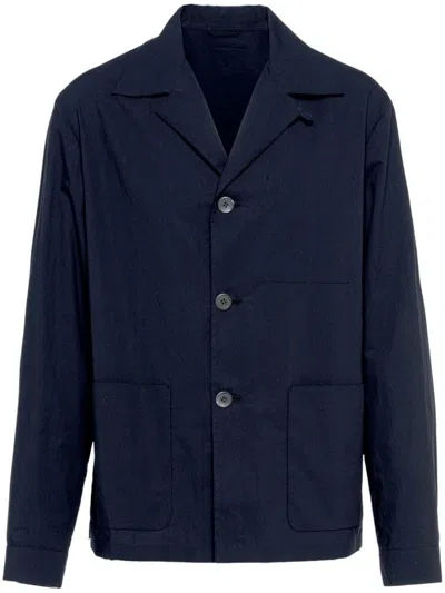 Prada Single-breasted Cotton Jacket In Blue