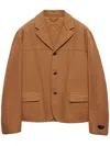 Prada Single-breasted Cotton Jacket In Braun