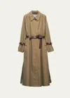 Prada Single-breasted Cotton Twill Trench Coat In F0393 Oliva