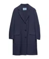 Prada Single-breasted Double Cotton Coat In Blue