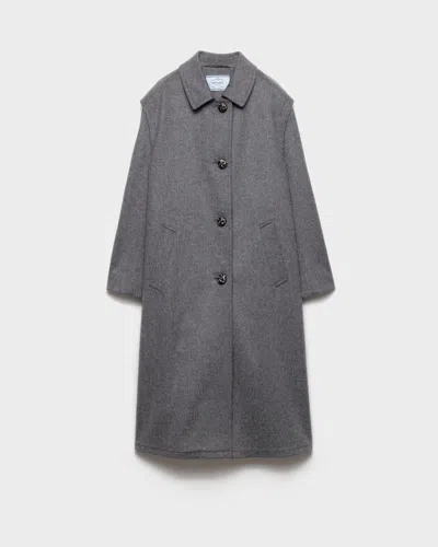 PRADA SINGLE-BREASTED DOUBLE LODEN CLOTH COAT